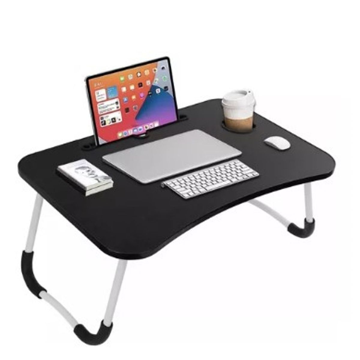 GENERICO - Mesa plegable para laptop NEGRO CON POSAVASO