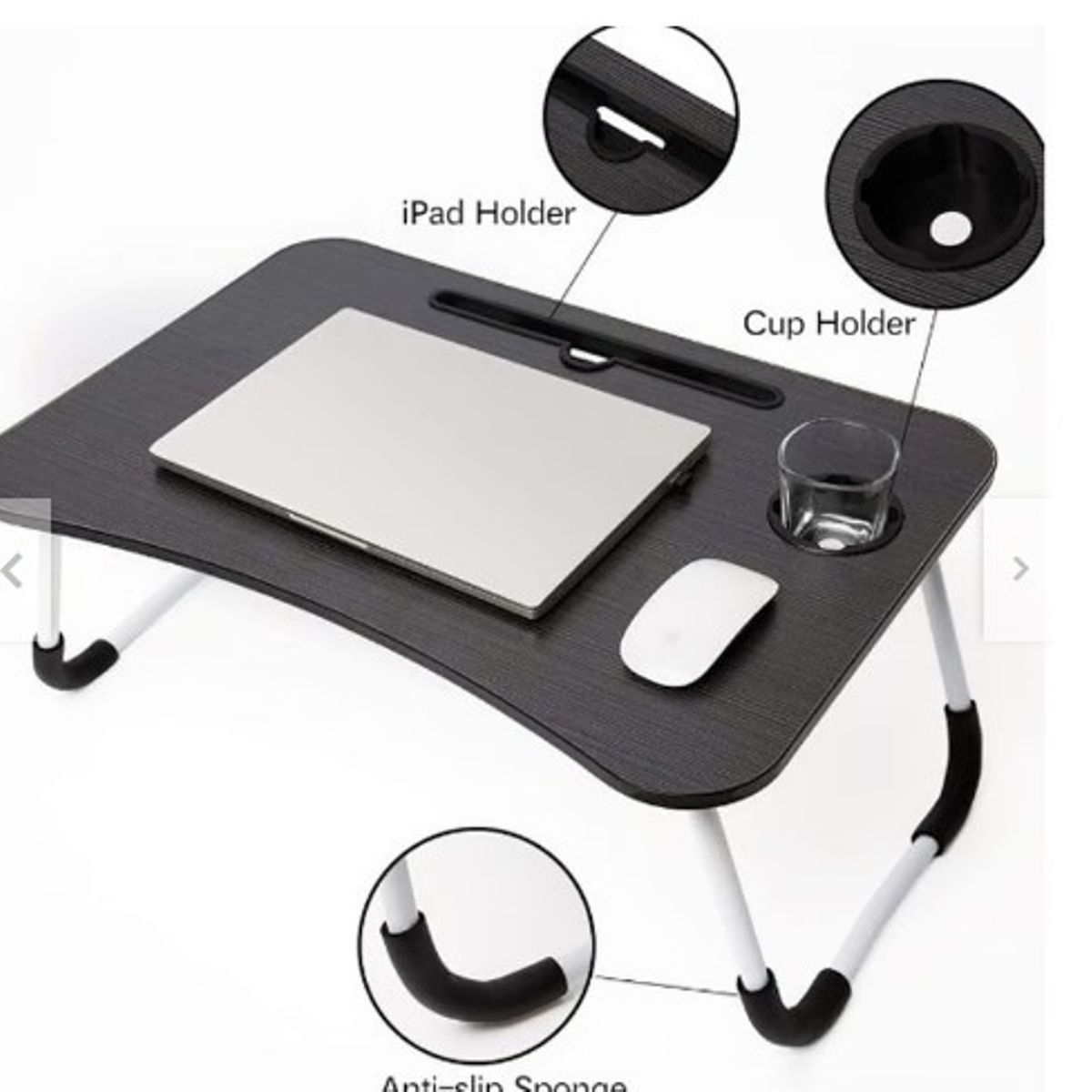 GENERICO - Mesa plegable para laptop NEGRO CON POSAVASO