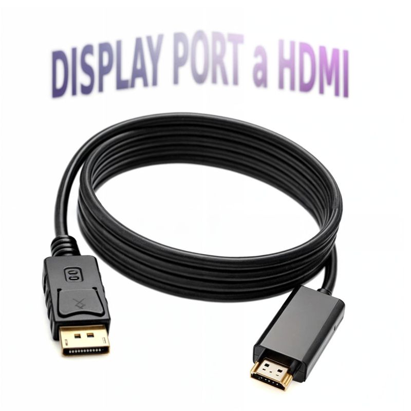 GENERICO - 2 en 1: cable adaptador display port a hdmi 1.8m 1080p dp