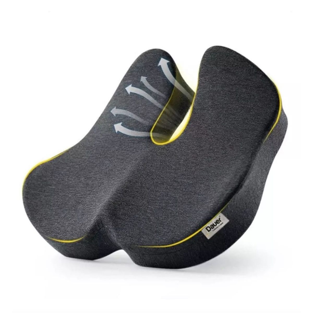 DAUER - Cojín Asiento Ergonómico Viscoelástico  de Carbón de Bambú Negro