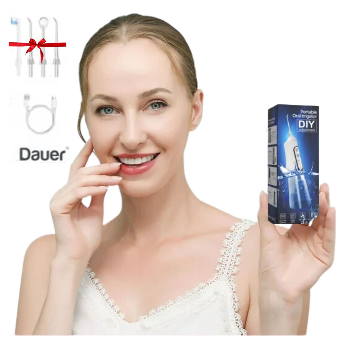 DAUER - Irrigador Bucal Eléctrico Inalámbrico Profesional Recargable