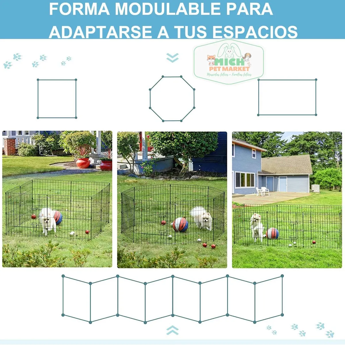 GENERICO - CERCO CORRAL REJA JAULA CORRALITO CASA MASCOTA 60X60CM 6PZAS