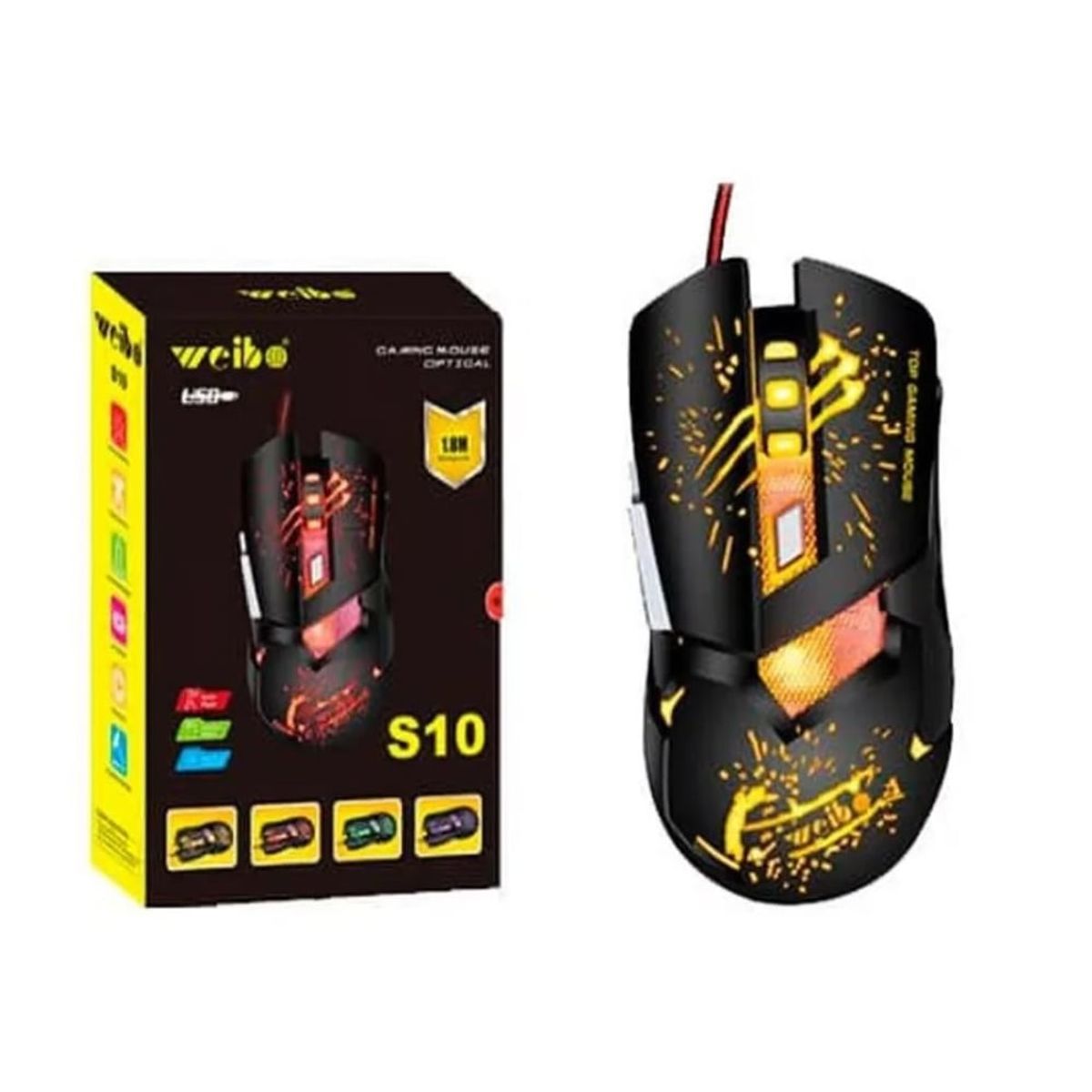 WEIBO - Mouse Gamer Weibo S10 Rgb - E-sports - Negro