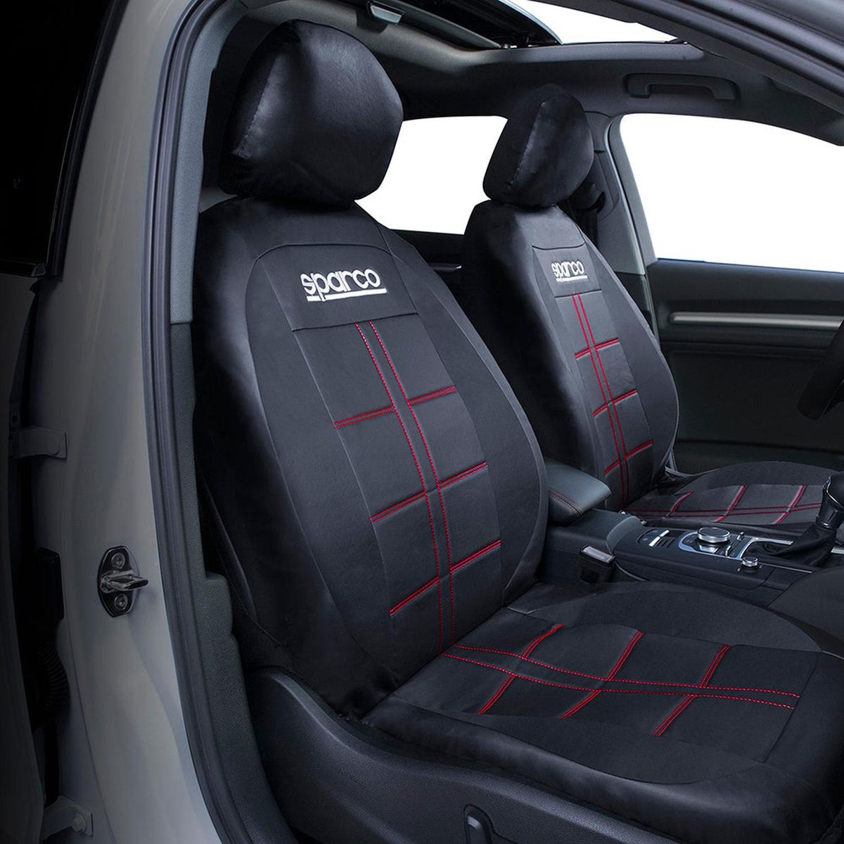 SPARCO - Funda Asiento Sparco Completo Costura Eco Cuero-