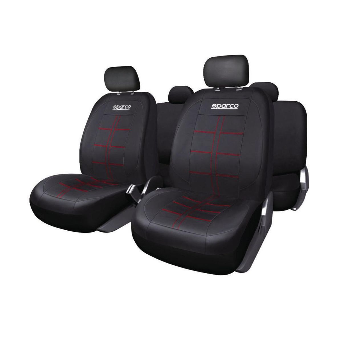 SPARCO - Funda Asiento Sparco Completo Costura Eco Cuero-