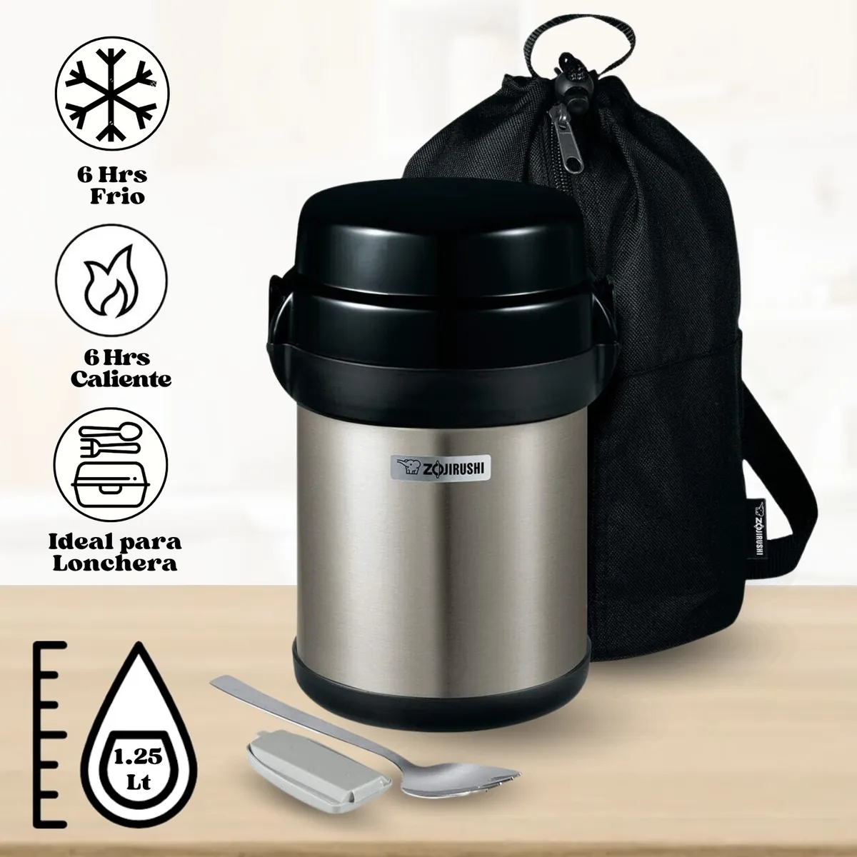 ZOJIRUSHI - Termo de Comida Acero Inoxidable 4 Divisiones Plata