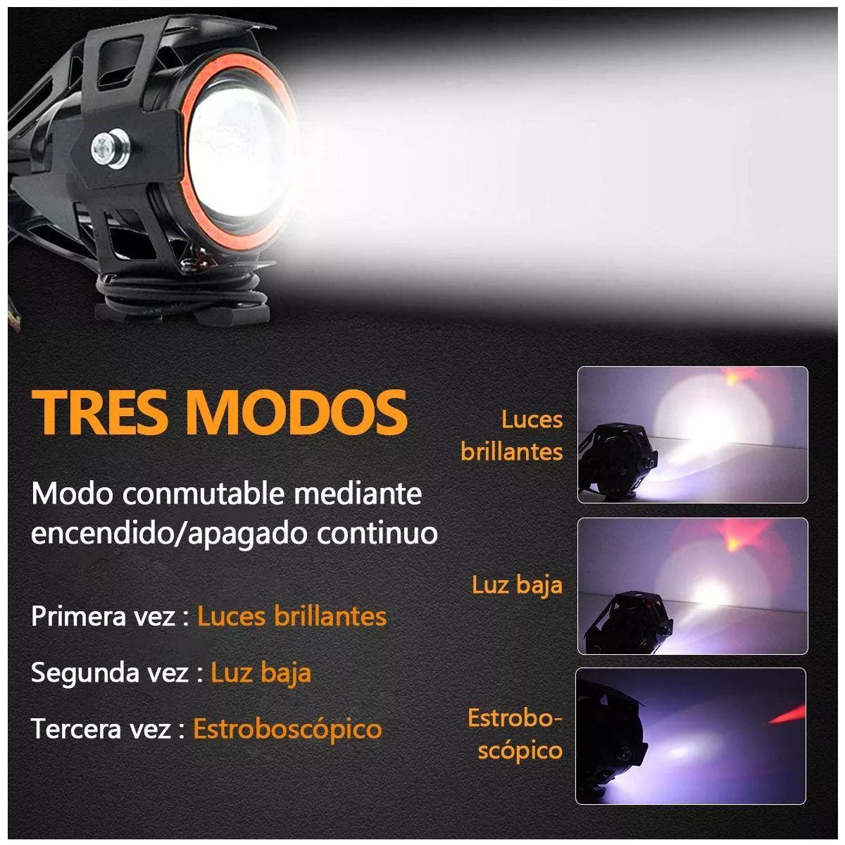 GENERICO - Explorador Ultra Led U7 Ojo Angel + Diablo + Switch Moto
