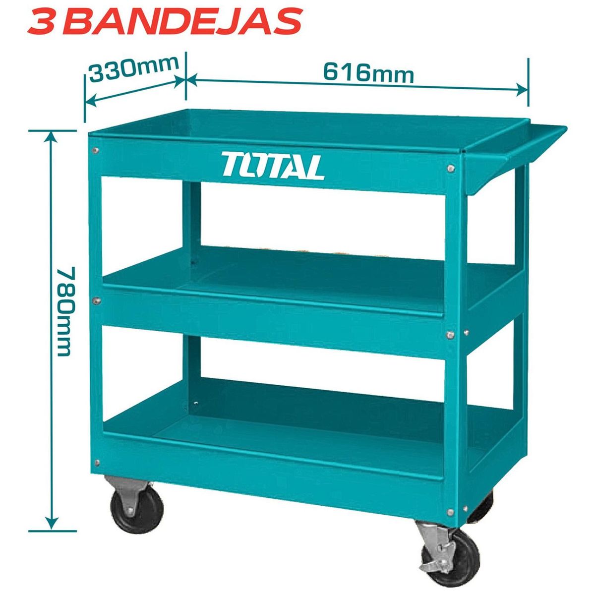 TOTAL TOOLS - Carro de servicio porta herramientas 3 niveles Total