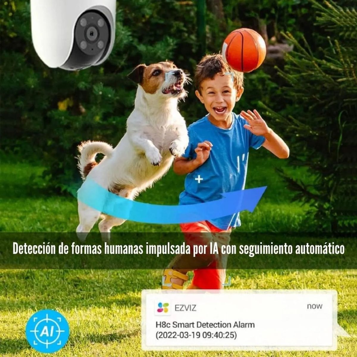 EZVIZ - EZVIZ H8C 2K+ Camara de seguridad WIFI 4MP QHD 360° PT Exterior