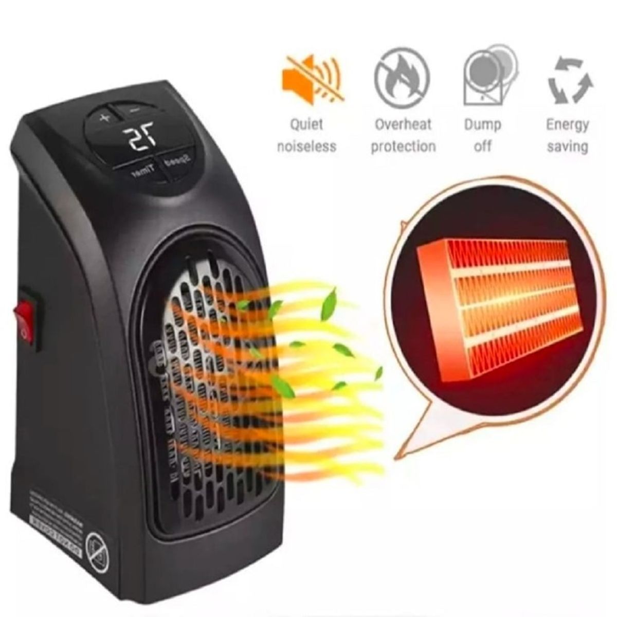 GENERICO - Calefactor Electrica de Ambiente Portatil para el Hogar 400w