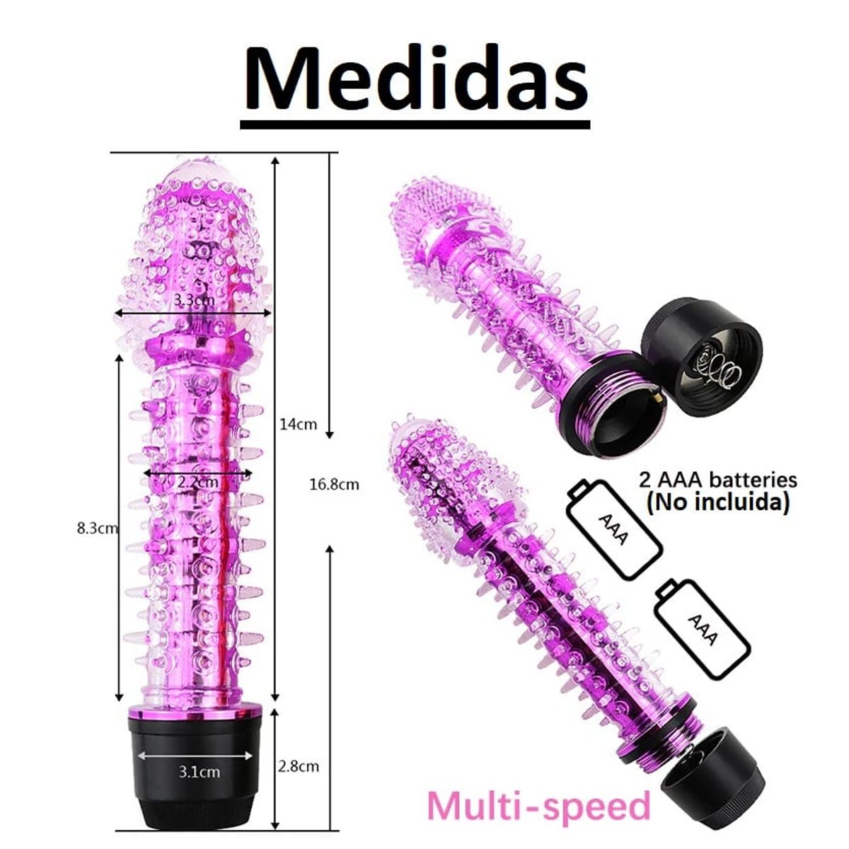 GENERICO - Vibrador jelly morado de 18cm X 33cm