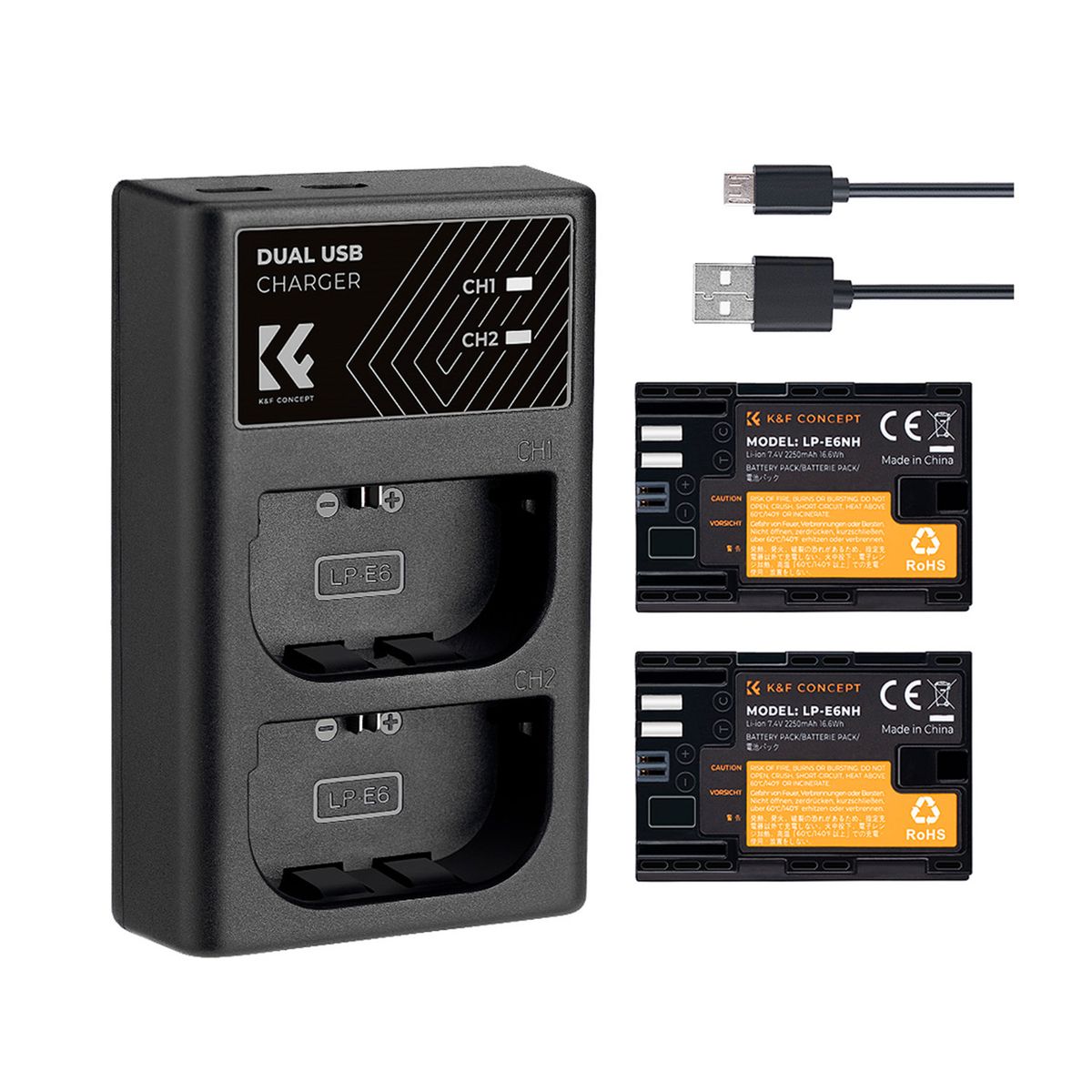 K&F CONCEPT - Kit de cargador + 2 Baterías Canon LP-E6NH K&F Concept KF28.0013