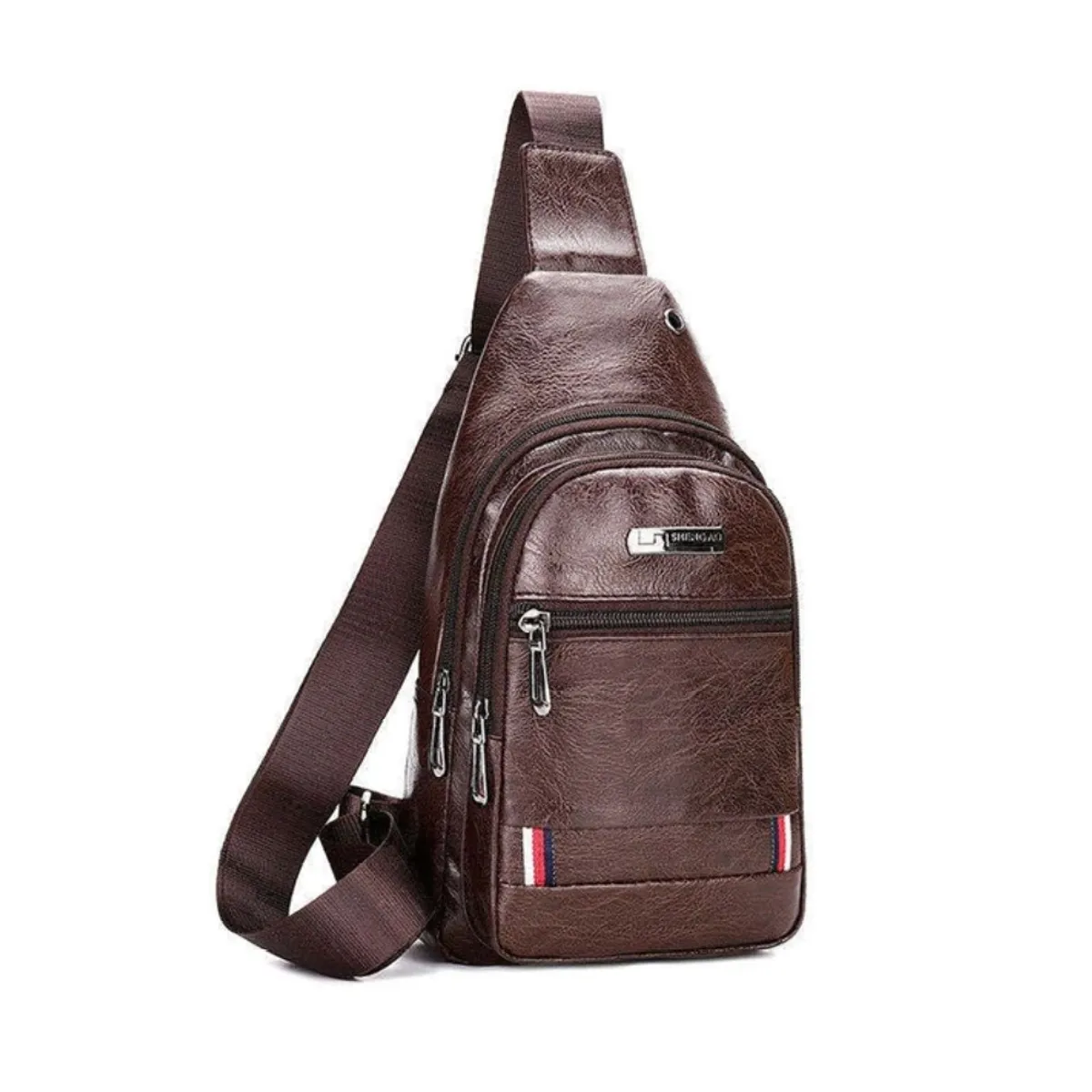 GENERICO - Mochila cruzada pechera morral de cuero sintético hombre