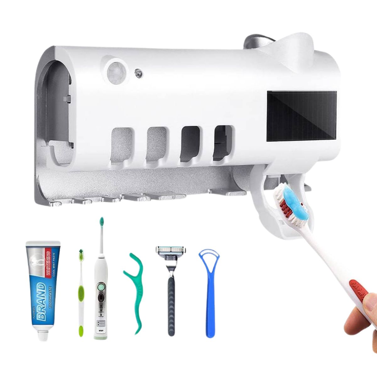 GENERICO - Porta Cepillos con dispensador de pasata dental y Esterilizador