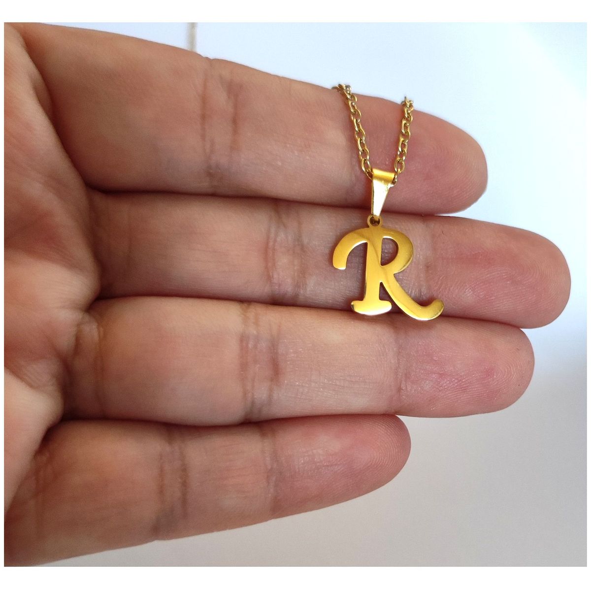 OEM - Collar Mujer Letra R Inicial Fino Acero Inoxidable x SAN VALENTIN