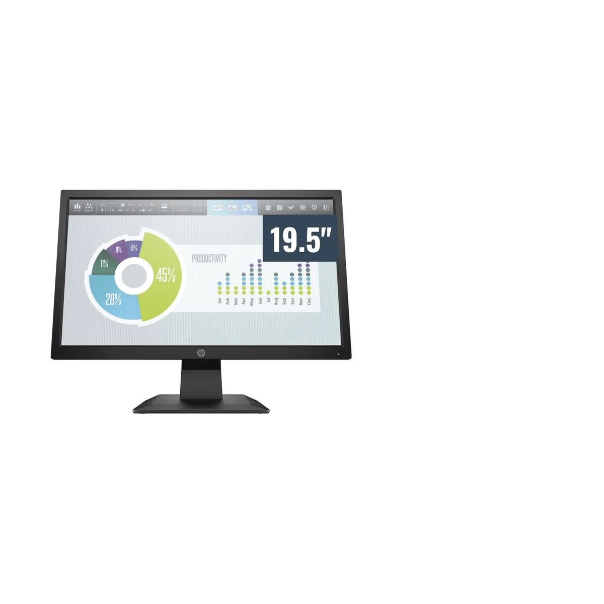 HP - Monitor HP P204V 19.5" HD 1600 x 900, 60Hz, 5ms, VGA-HDMI.