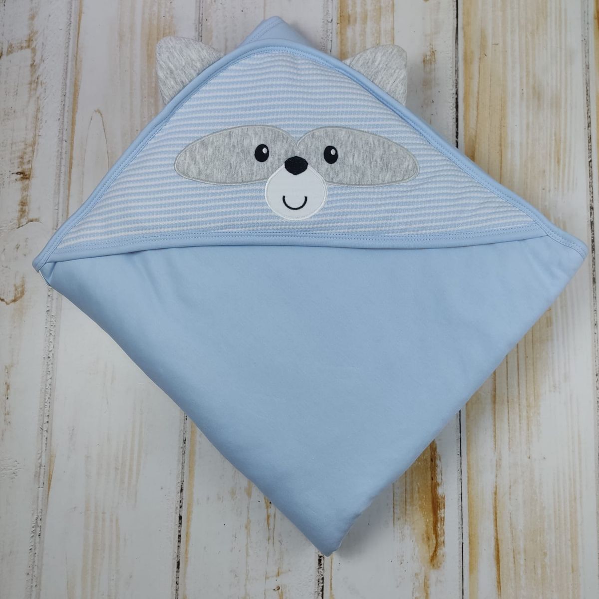 BANNITAS - Colcha de bebe Mapache  Celeste