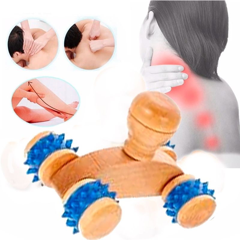 GENERICO - Masajeador Rodillo Carro Corporal de Madera Reflexología AS