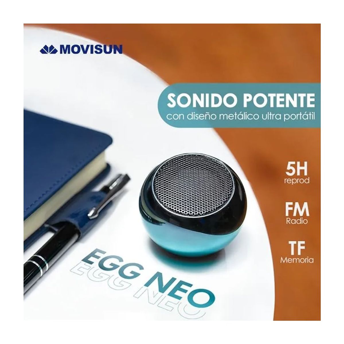 MOVISUN - Altavoz Parlante Egg Neo Movisun 5 W Bluetooth 5.0 con Radio FM