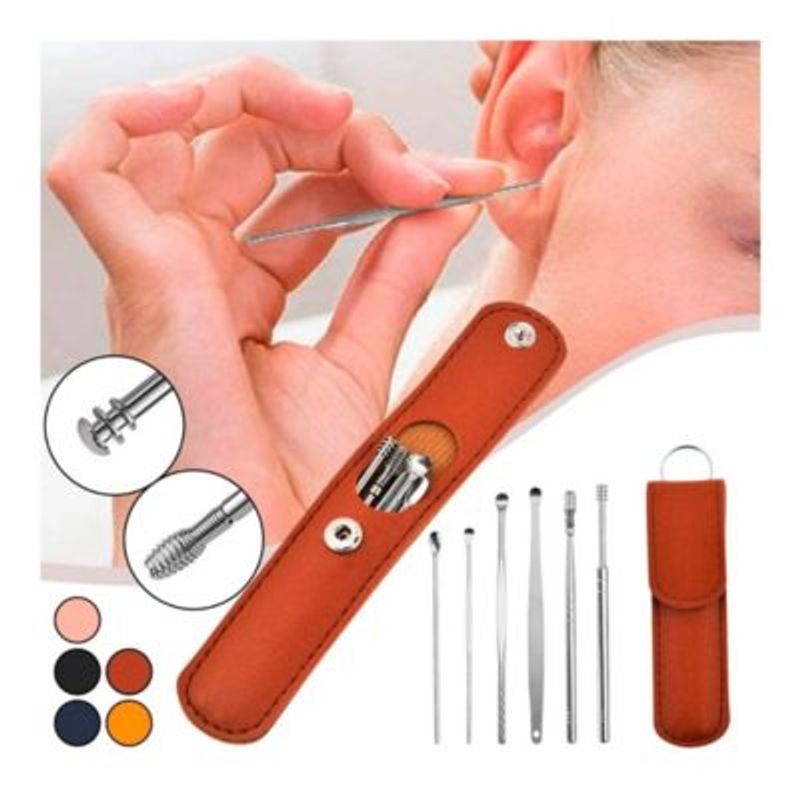 GENERICO - Set Elimina Cera de Oídos Limpieza Auricular Cerilla Acero Inoxidable