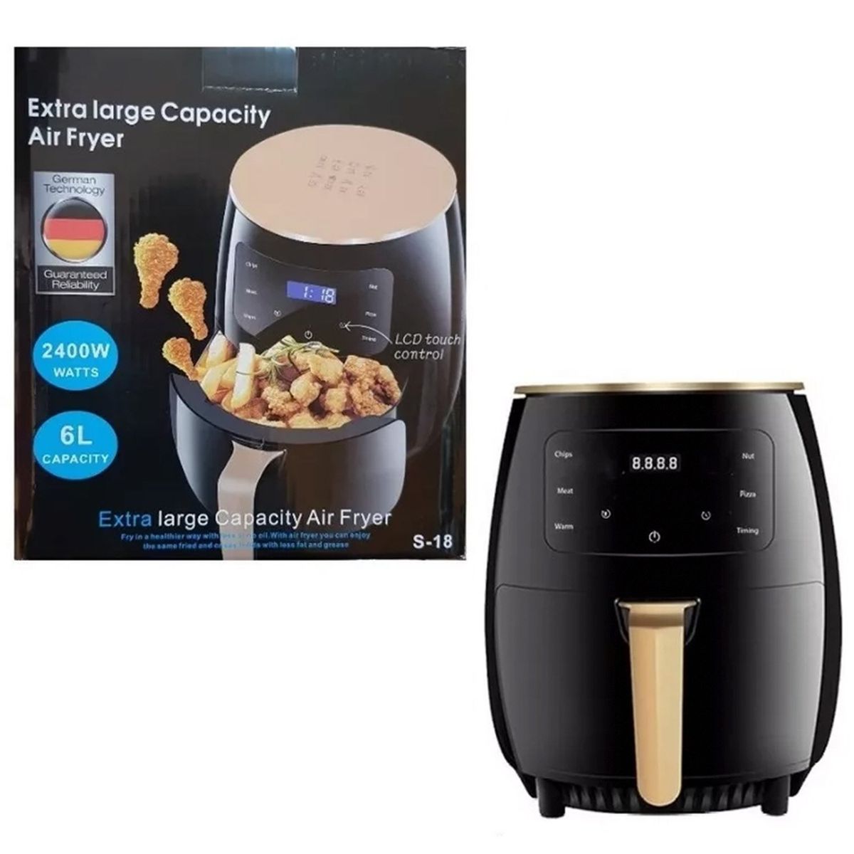 GENERICO - Freidora Aire Airfryer Digital 6L Potencia de 2400W Extra Grande
