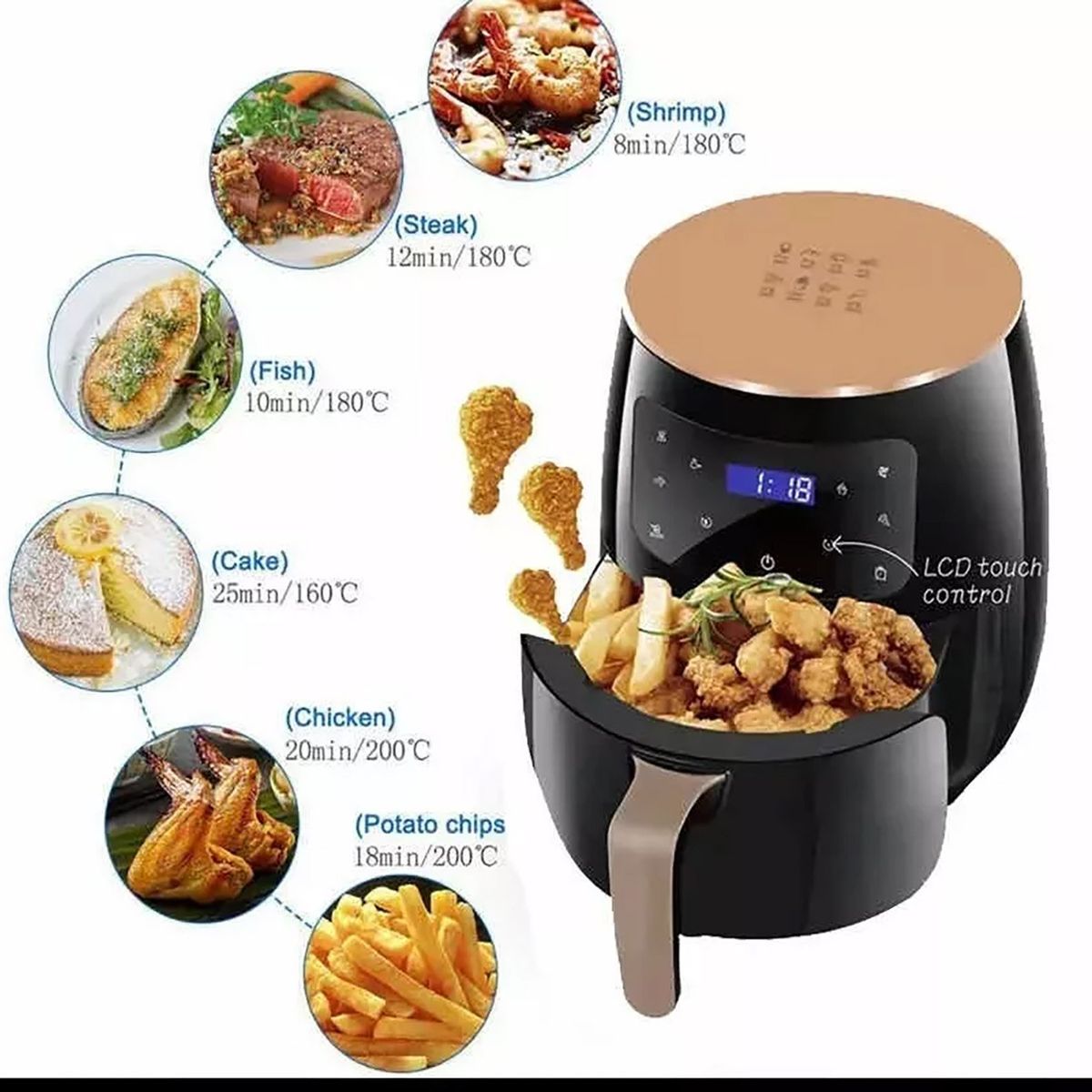 GENERICO - Freidora Aire Airfryer Digital 6L Potencia de 2400W Extra Grande