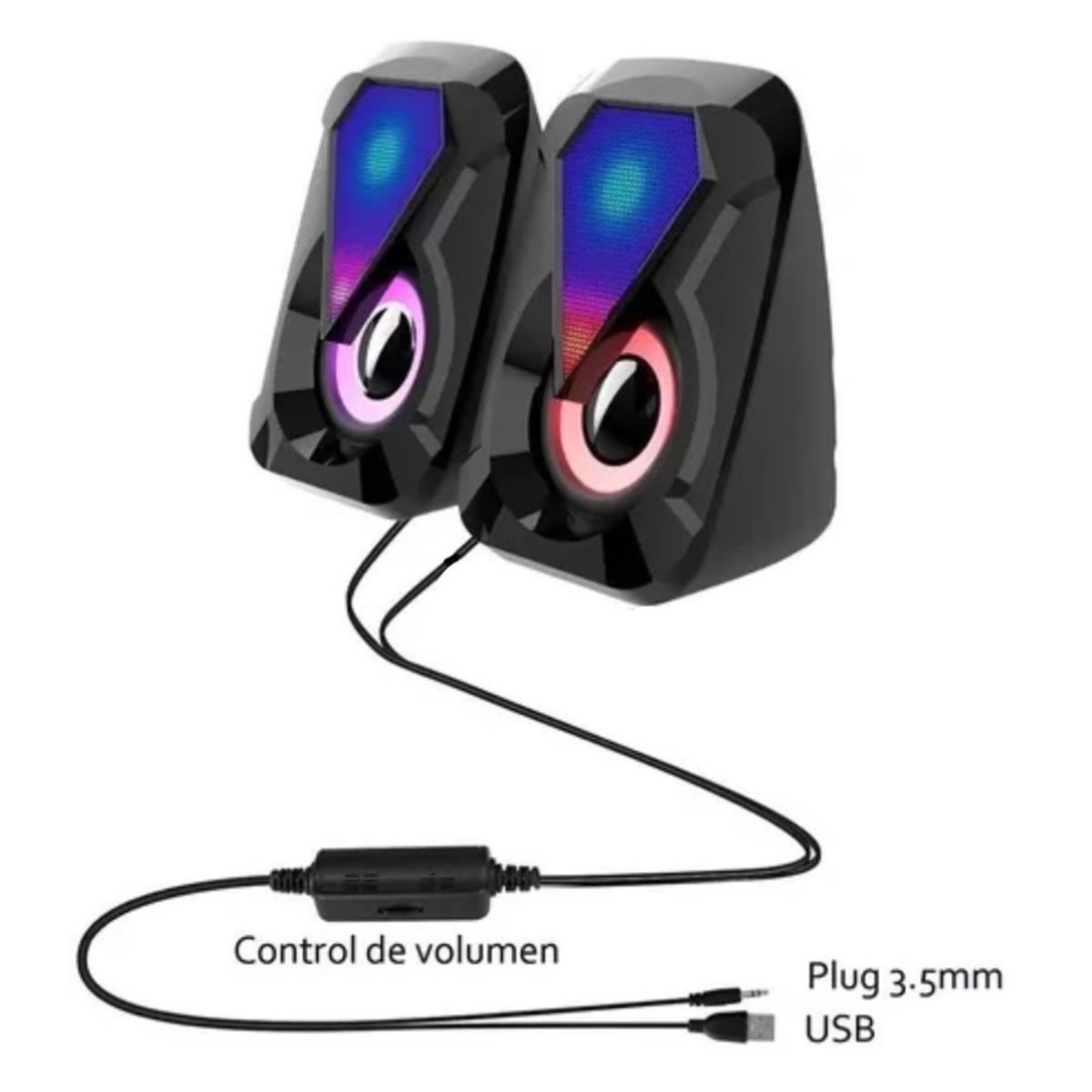 SEISA - Parlantes Para PC Con Luz RGB y Entrada Auxiliar SEISA E-1053