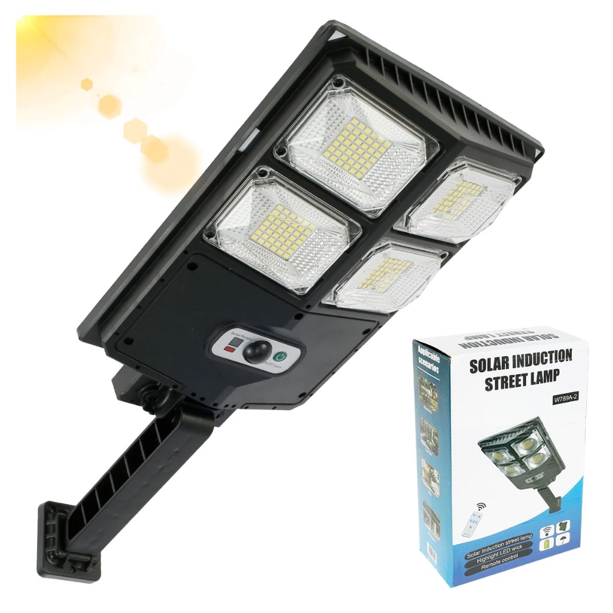 GENERICO - Lampara Reflector Luz LED Carga Solar y sensor de movimiento W789B-2
