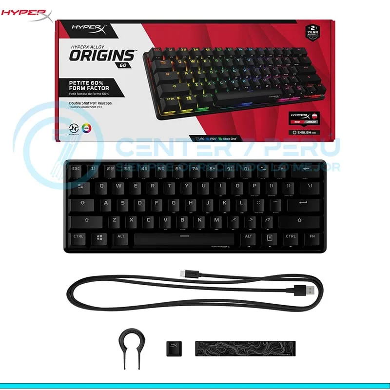 HYPERX - teclado HyperX Alloy Origins 60 HyperX Red inglés color negro