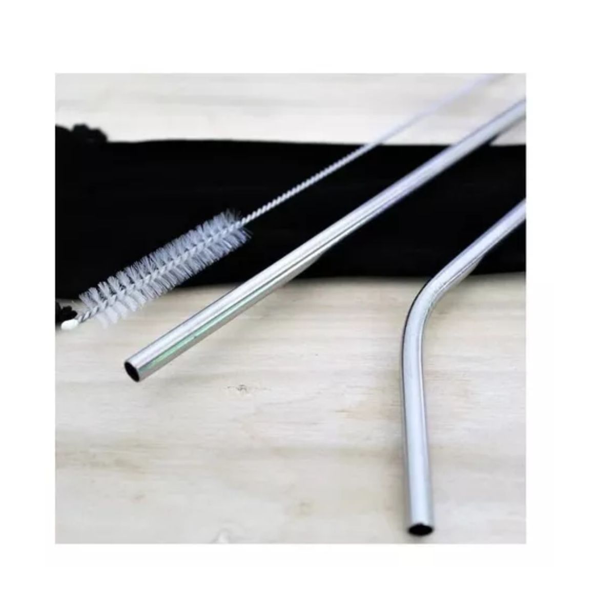 GENERICO - Sorbetes de Acero Inoxidable y Cepillo Limpiador Pack x3