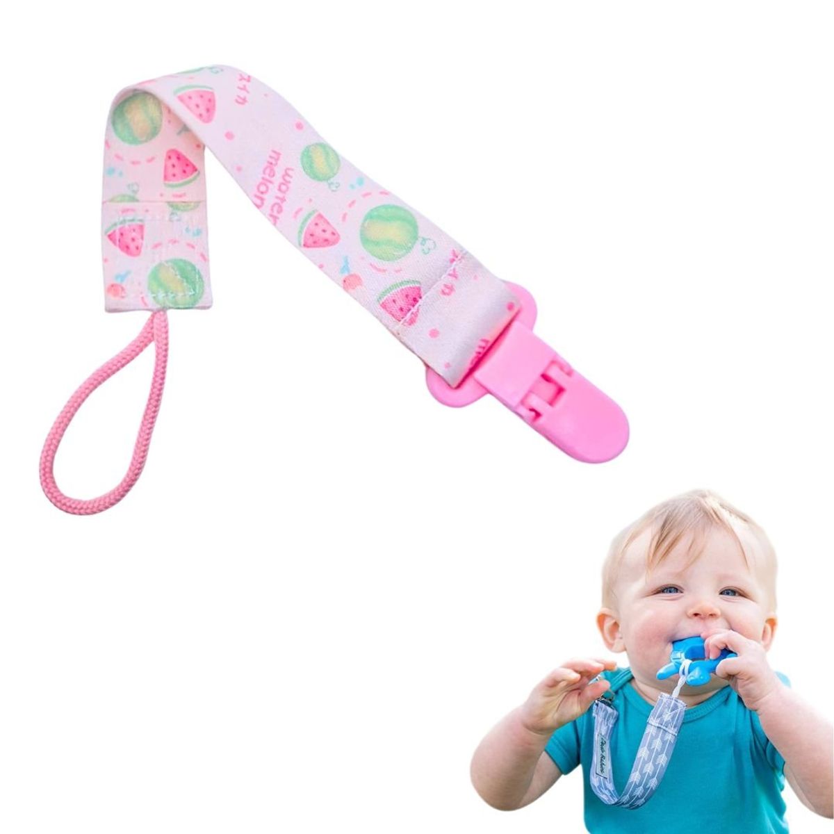 GENERICO - Clip para Chupón de tela Rosado Sandia