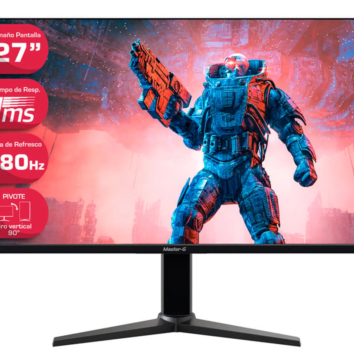 MASTER G - Monitor Gamer Master-G 27 Full HD 180Hz 1Ms Pivot Posición Vertical