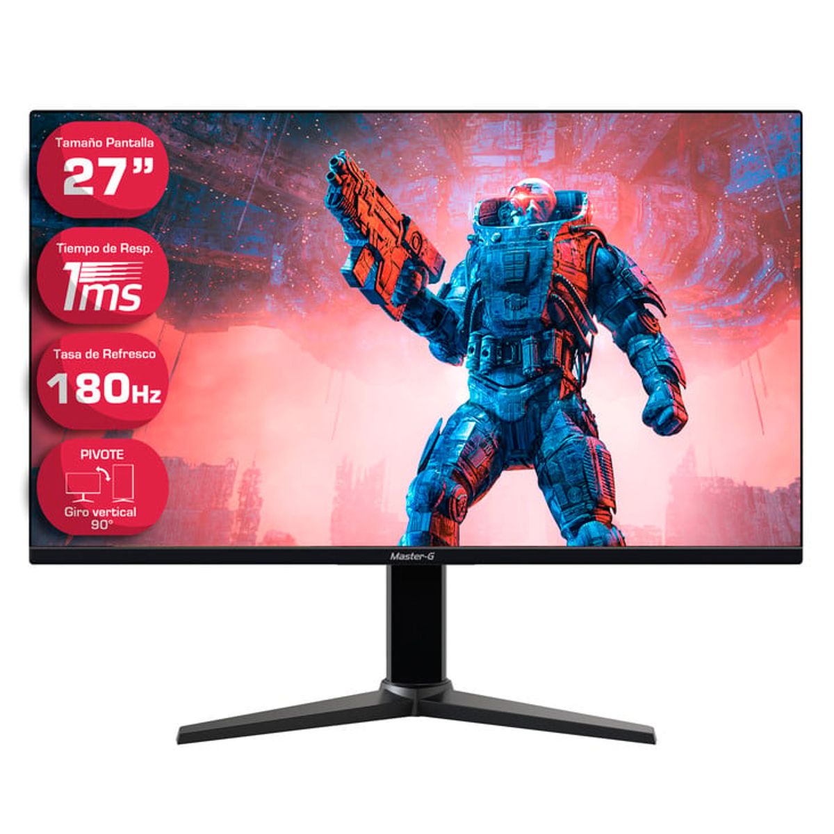 MASTER G - Monitor Gamer Master-G 27 Full HD 180Hz 1Ms Pivot Posición Vertical