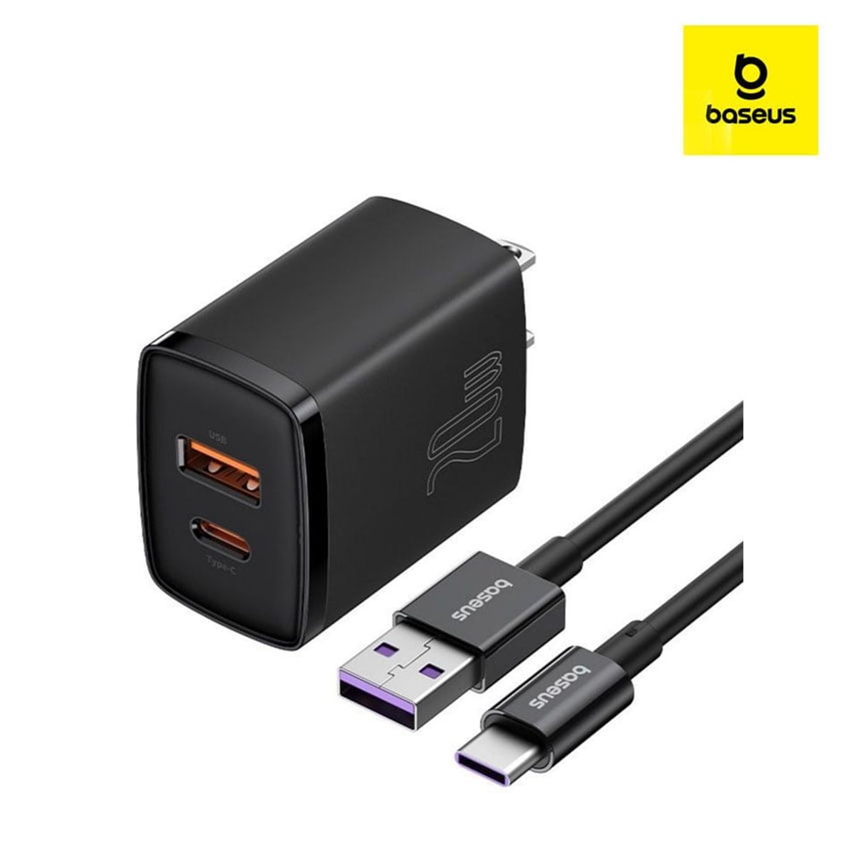 BASEUS - Adaptador Baseus 20W Dual Carga Rapida USB-A+USB-C iPhone PD QC30