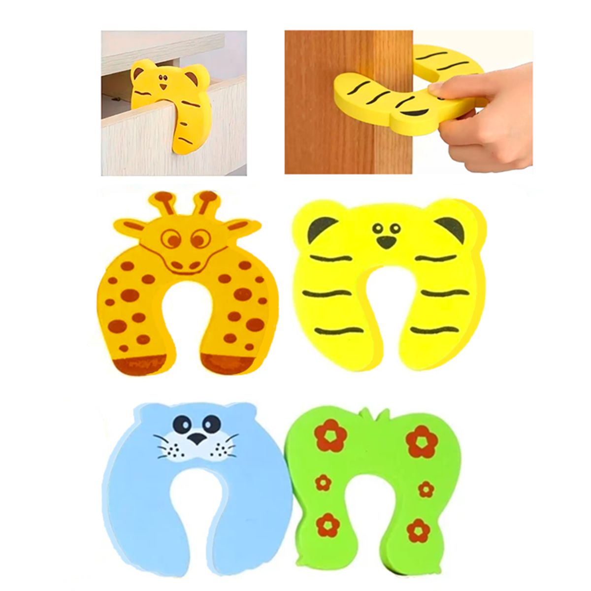 GENERICO - Pack 4 Topes para Puerta Seguridad Para Niños y Bebés