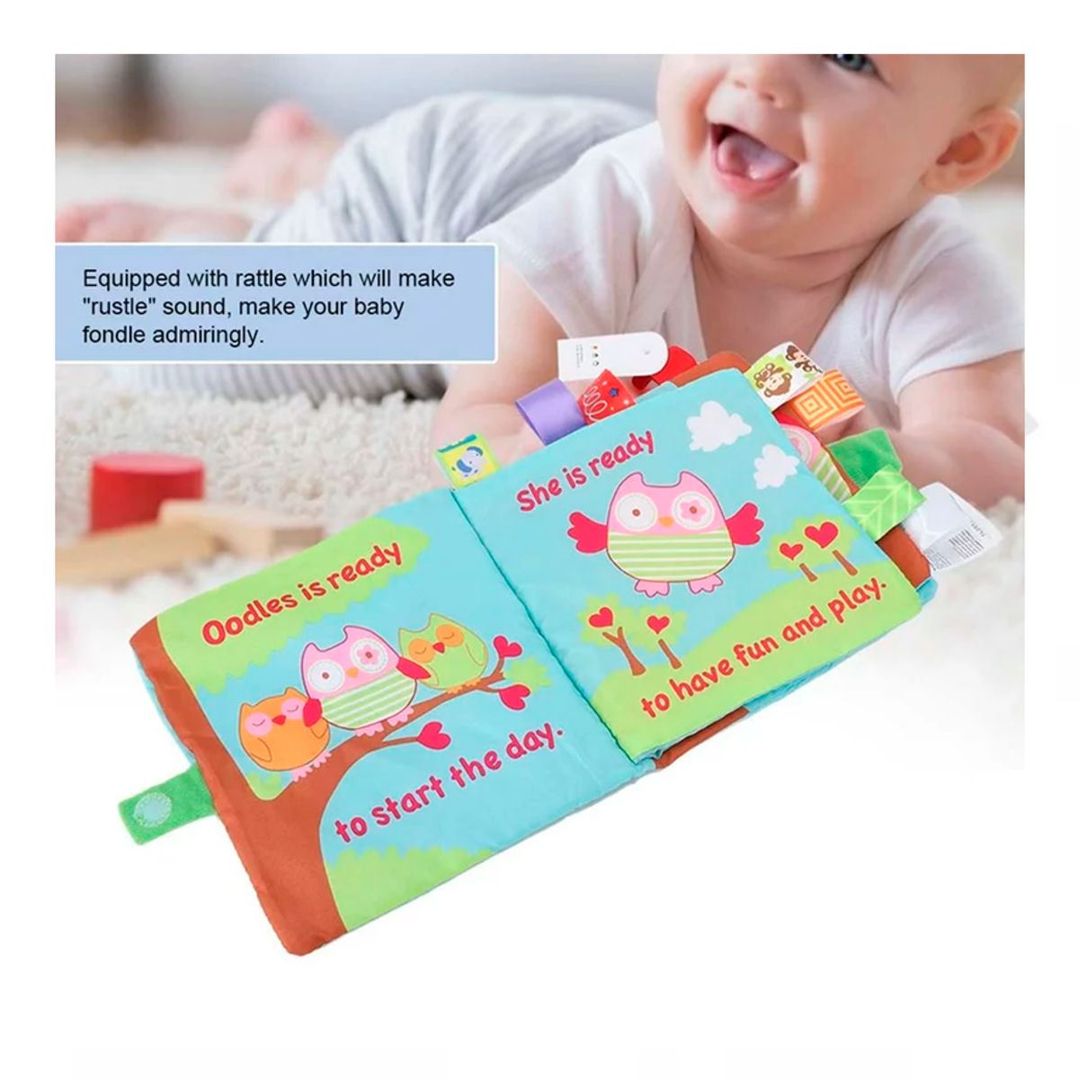 GENERICO - Libro de Tela Estimulación Sensorial Buho