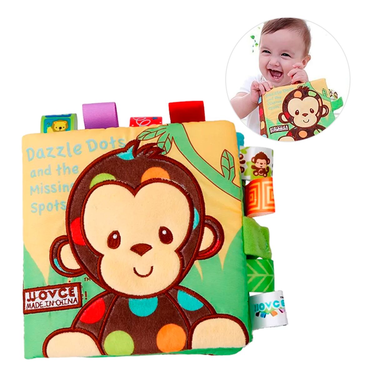 GENERICO - Libro de Tela con Texturas Estimulación Sensorial Monito