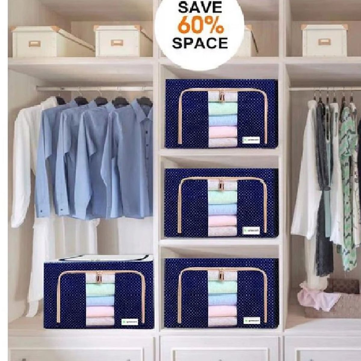 GENERICO - Caja de Almacenamiento Multifuncional Plegable 66 Litros Azul