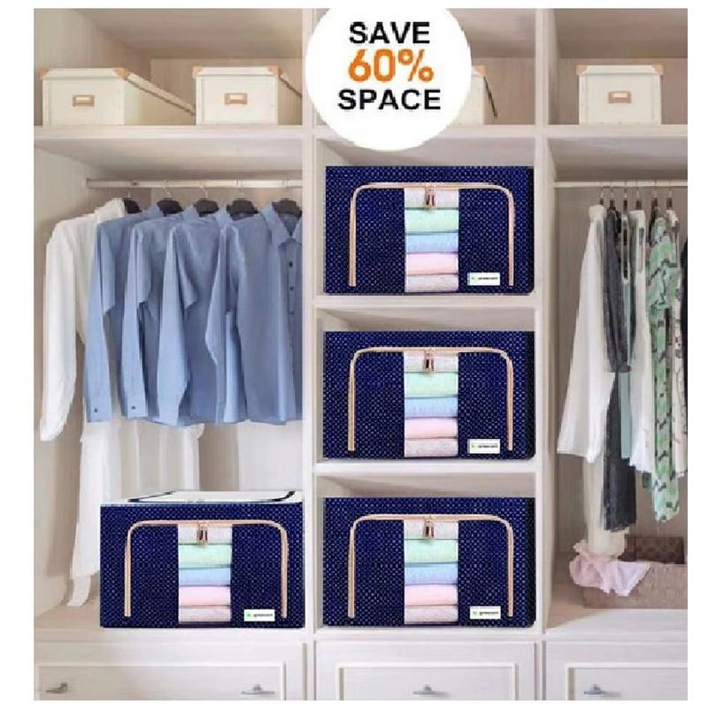 GENERICO - Caja de Almacenamiento Multifuncional Plegable 66 Litros Azul