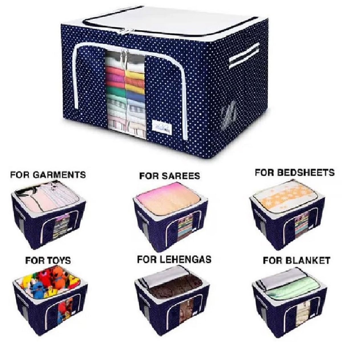 GENERICO - Caja de Almacenamiento Multifuncional Plegable 66 Litros Azul