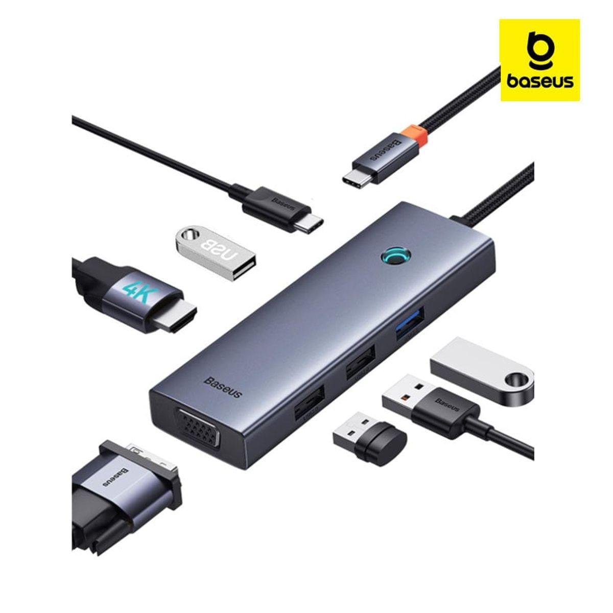 BASEUS - Adaptador BASEUS USB-C HUB 7en1 HDMI 4K VGA 4XUSB 3.0 PD MacBook iPad