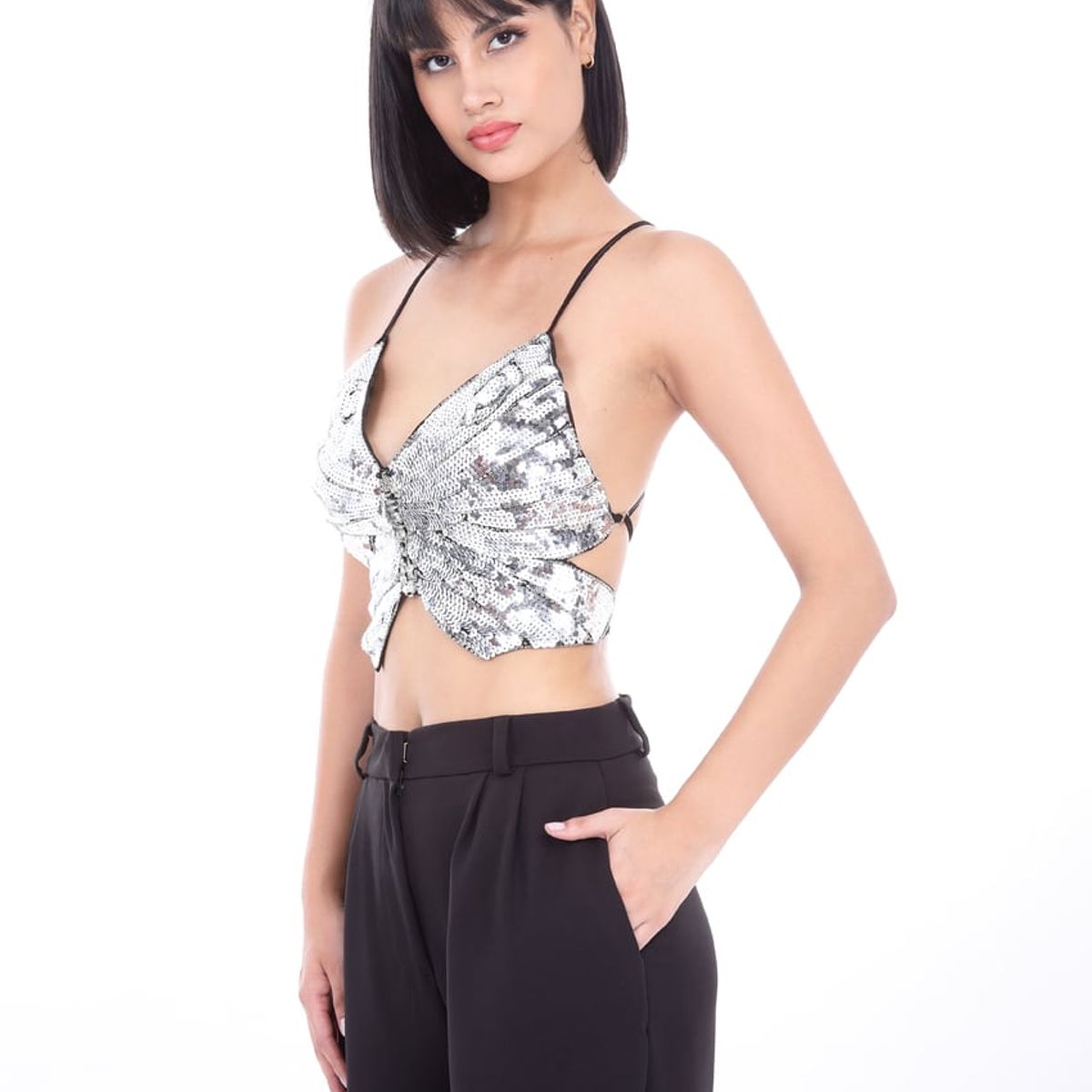 KATE LARRAIN - Top de lentejuelas mujer Mariposa