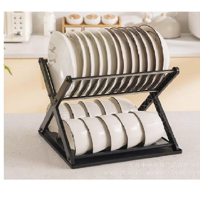 GENERICO - Organizador Escurridor de Platos Modelo X Color Negro