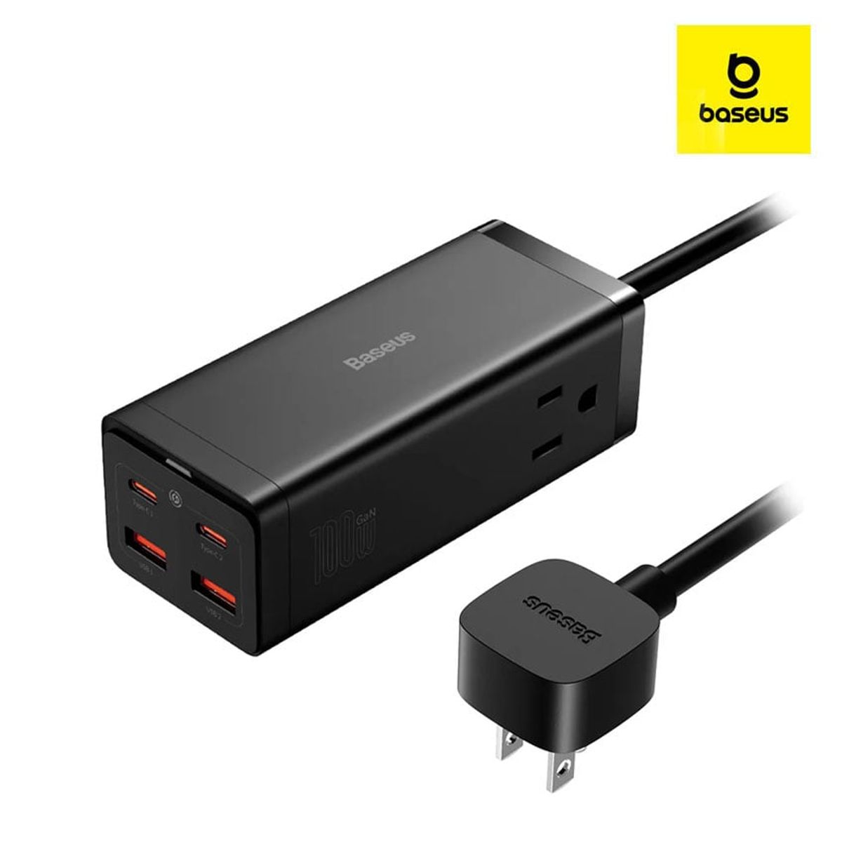 BASEUS - Cargador Baseus 100W GaN 6en1 2USB-C 2USB-A 2AC iPhone Macbook Galaxy