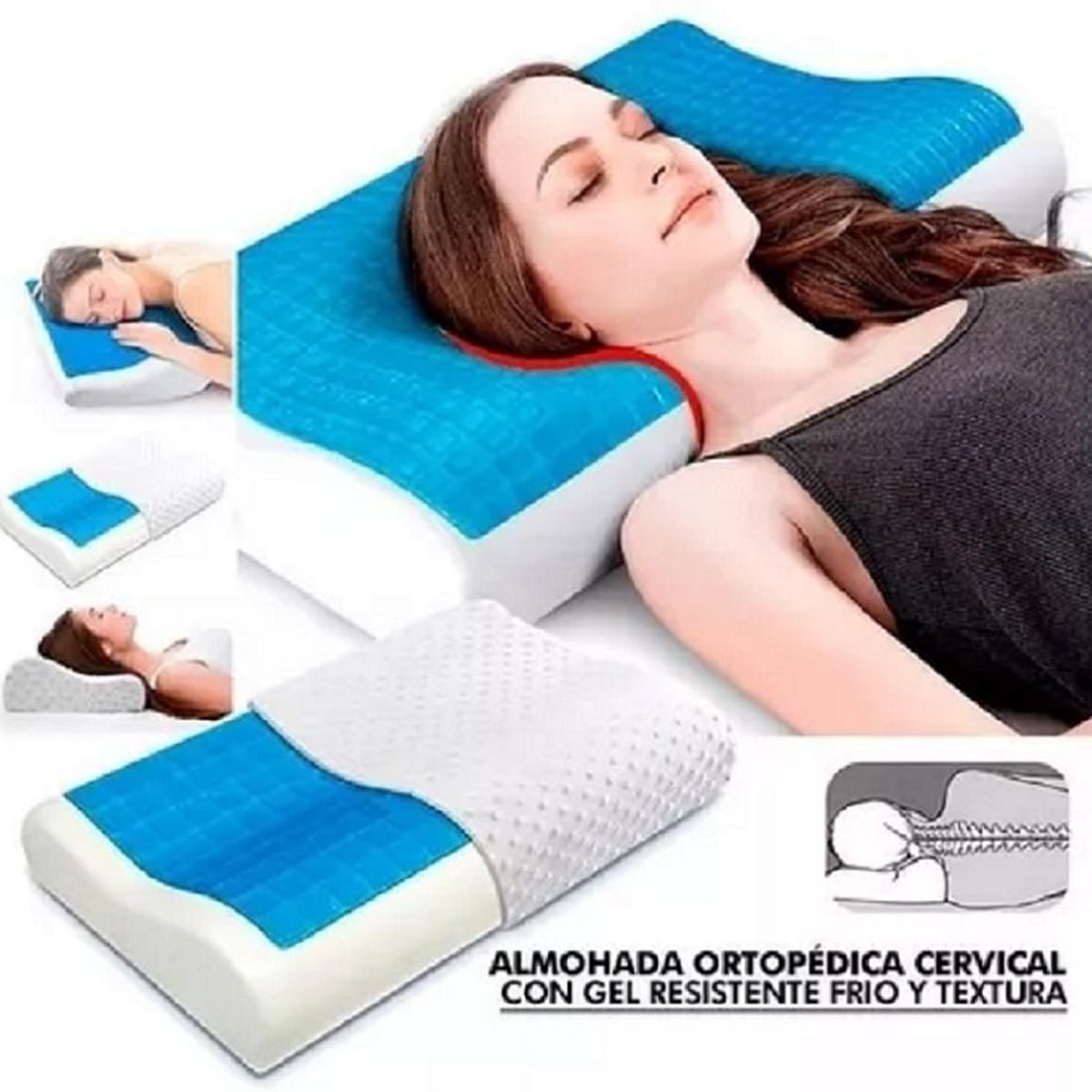 GENERICO - Almohada Ortopédica con Funda de Gel y Viscoelástica