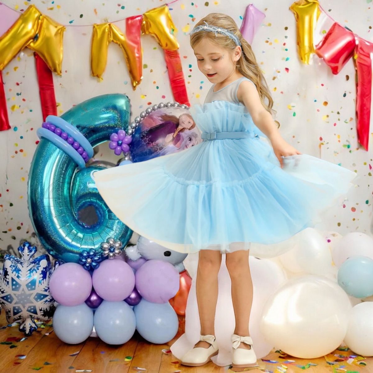 GENERICO - VESTIDO DE NIÑA  PARA FIESTA DE CUMPLEAÑOS FROZEN