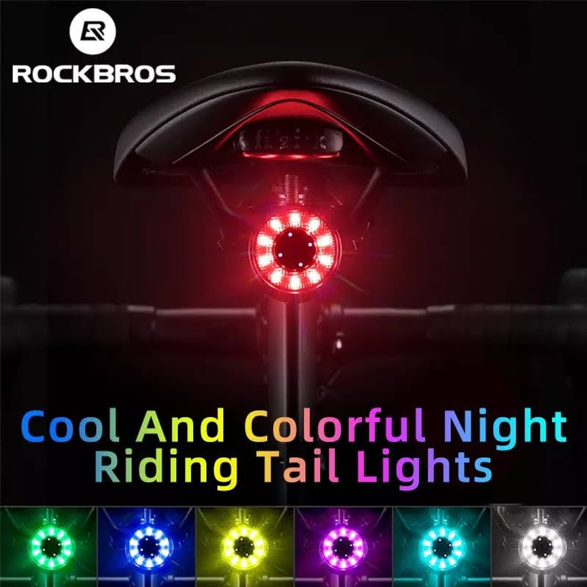 ROCKBROS - Luz trasera para bicicleta multicolor - Rockros Q1