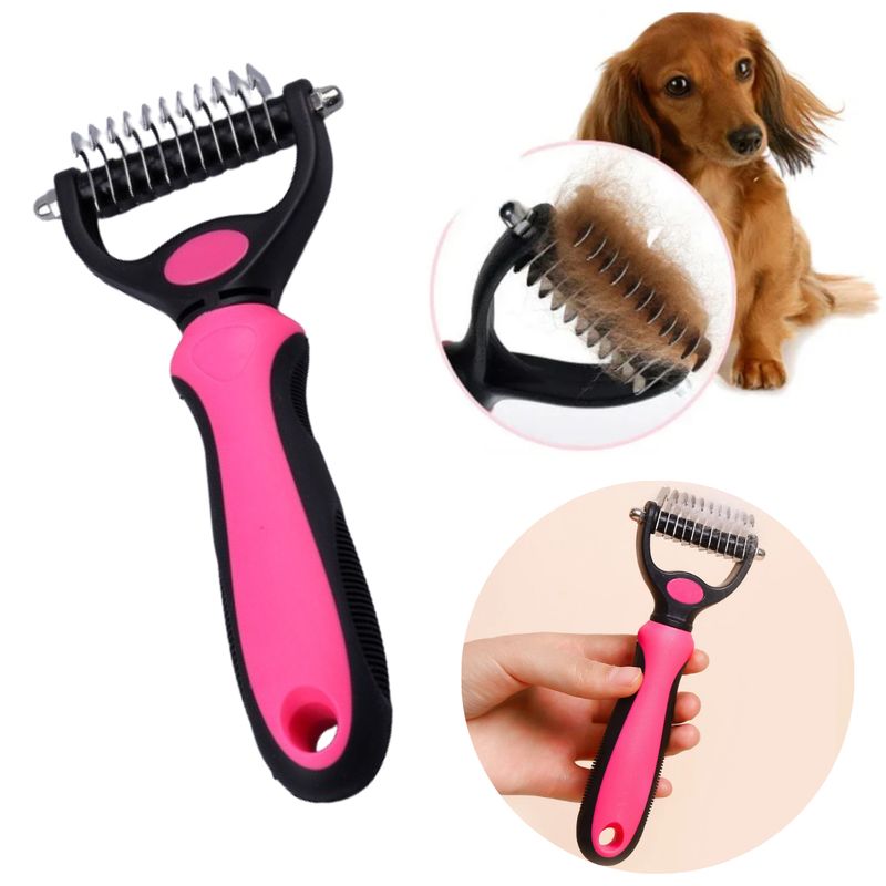 GENERICO - PEINE DESMOTADOR PARA PERROS Y GATOS CORAL CHICO