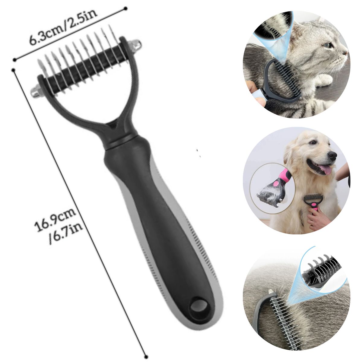 GENERICO - PEINE DESMOTADOR PARA PERROS Y GATOS CORAL CHICO