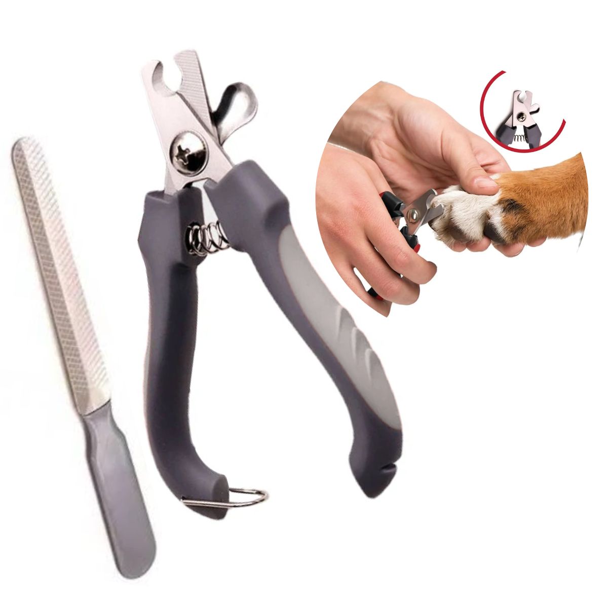 GENERICO - Cortauñas para Mascotas y Lima Plomo c-Seguro T-G